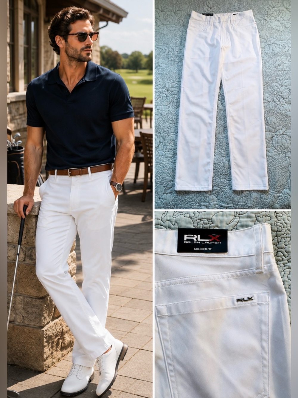 💥NWT RLX Ralph Lauren Tailored Fit White Performance Golf Pants 30x30🧡